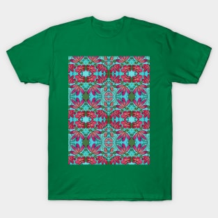 NEUROGRAPHIC RED & GREEN FLOWERS PATTERN T-Shirt